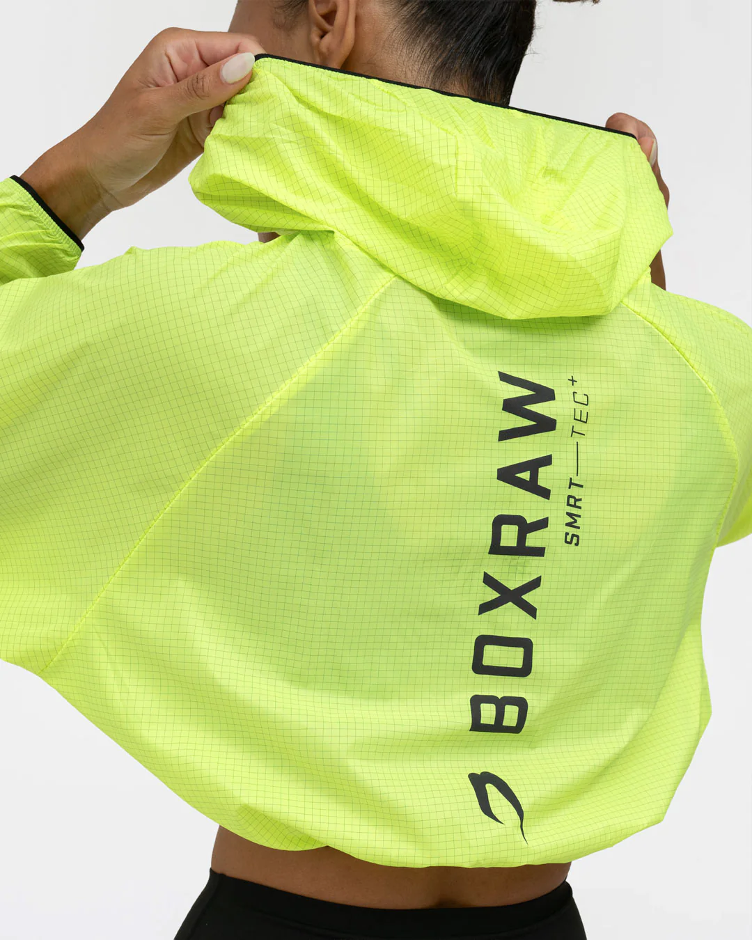 Genaro Cropped Windbreaker Hoodie - Neon Yellow - Image 6