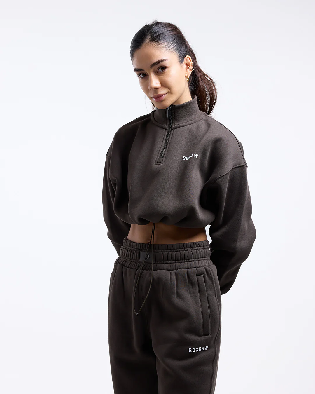 Johnson Cropped 1/4 Zip - Mocha - Image 4