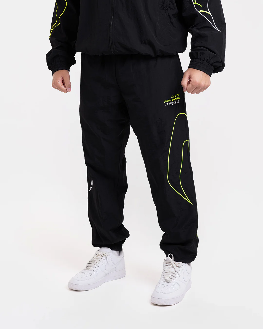 Nakatani x BOXRAW Track Bottoms - Black/Yellow - Image 4