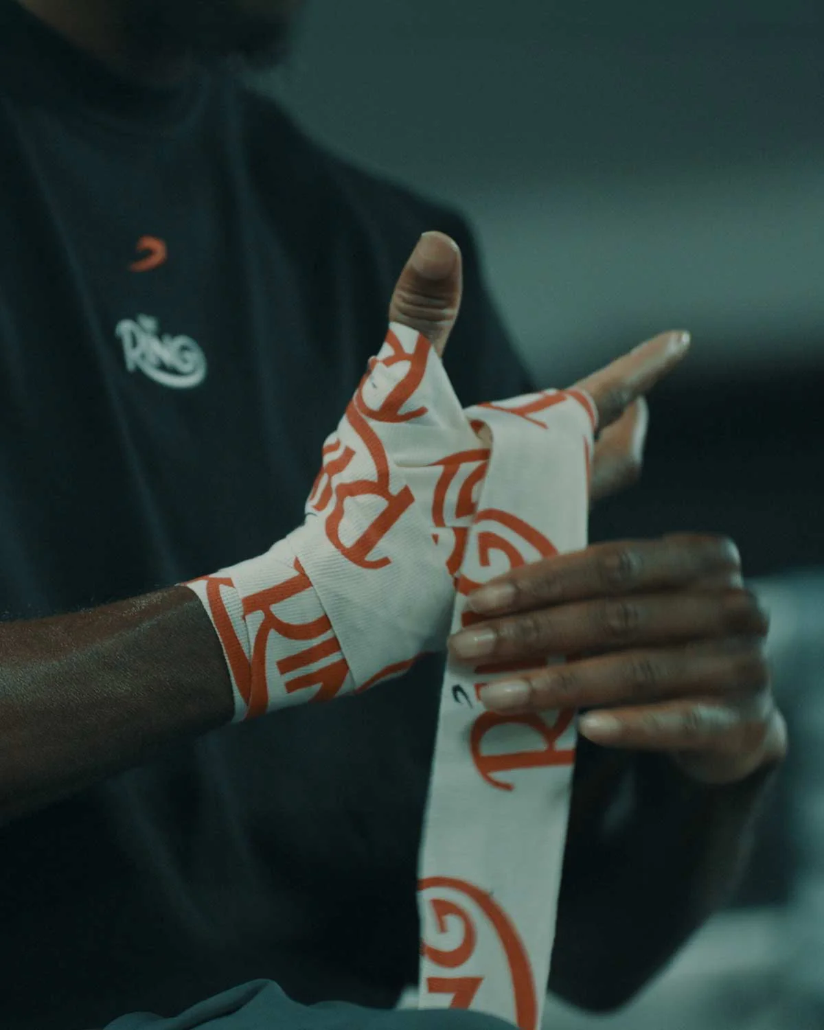 Ring x BOXRAW 4.5m Hand Wraps - Beige/Red - Image 3