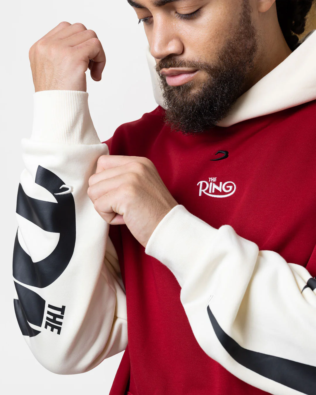 Ring x BOXRAW Oversized Hoodie - Red/Beige - Image 7