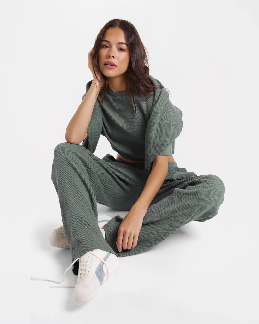 Shirley Waffle Oversized T-Shirt - Green - Image 7