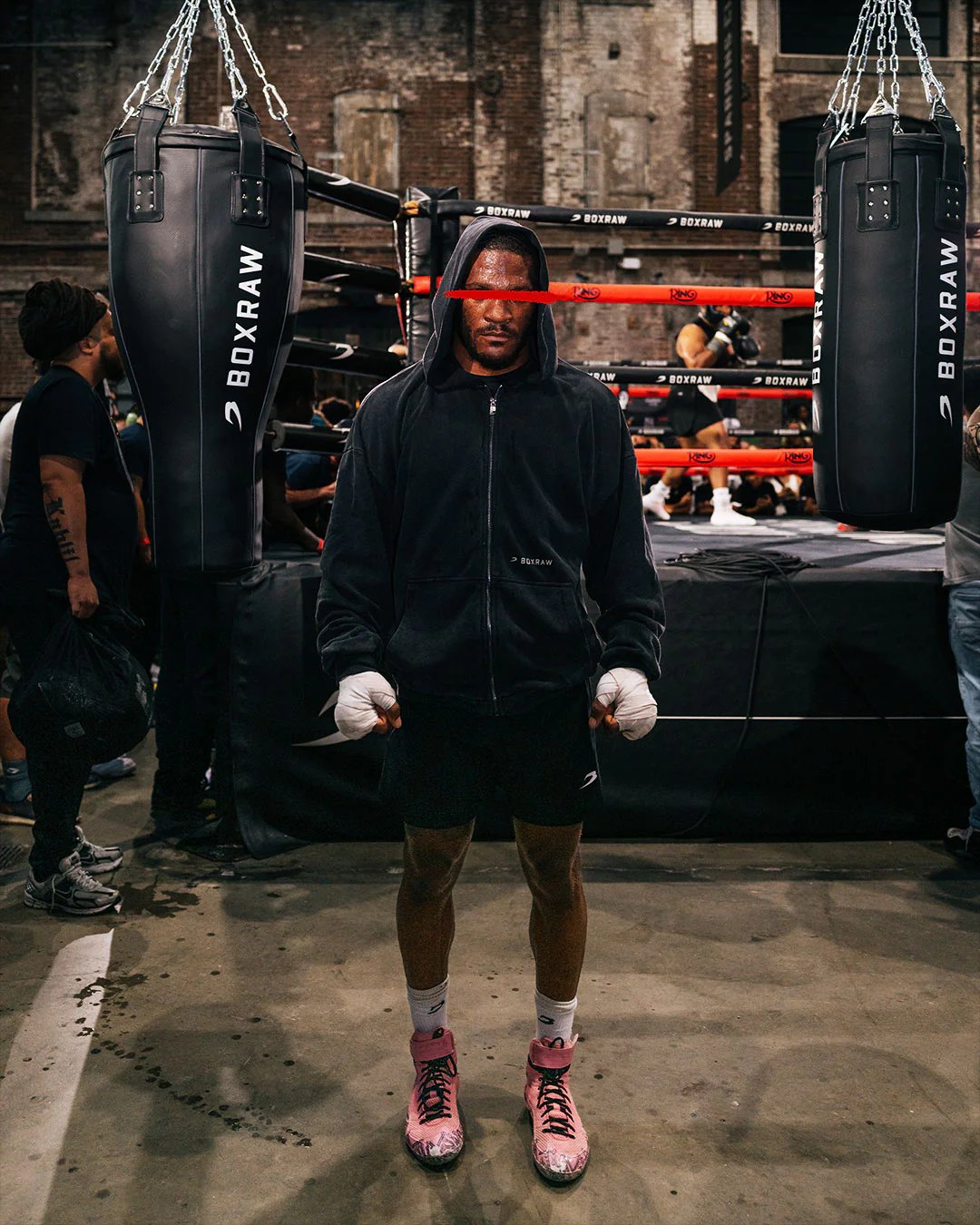 Sparring Club Oversized Zip Up Hoodie - Washed Black - Image 3