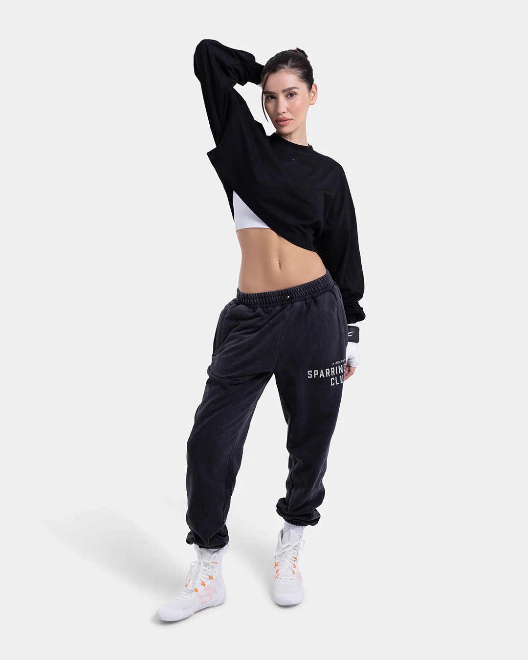 Strike Oversized Cropped Long Sleeve T-Shirt - Black - Image 3