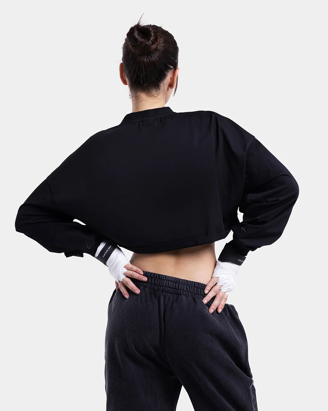Strike Oversized Cropped Long Sleeve T-Shirt - Black - Image 8