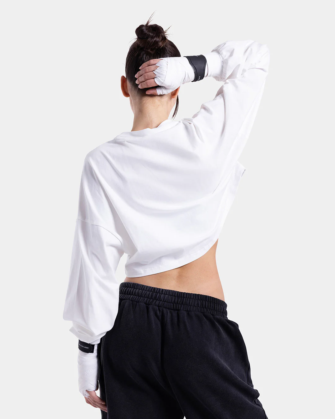 Strike Oversized Cropped Long Sleeve T-Shirt - White - Image 5