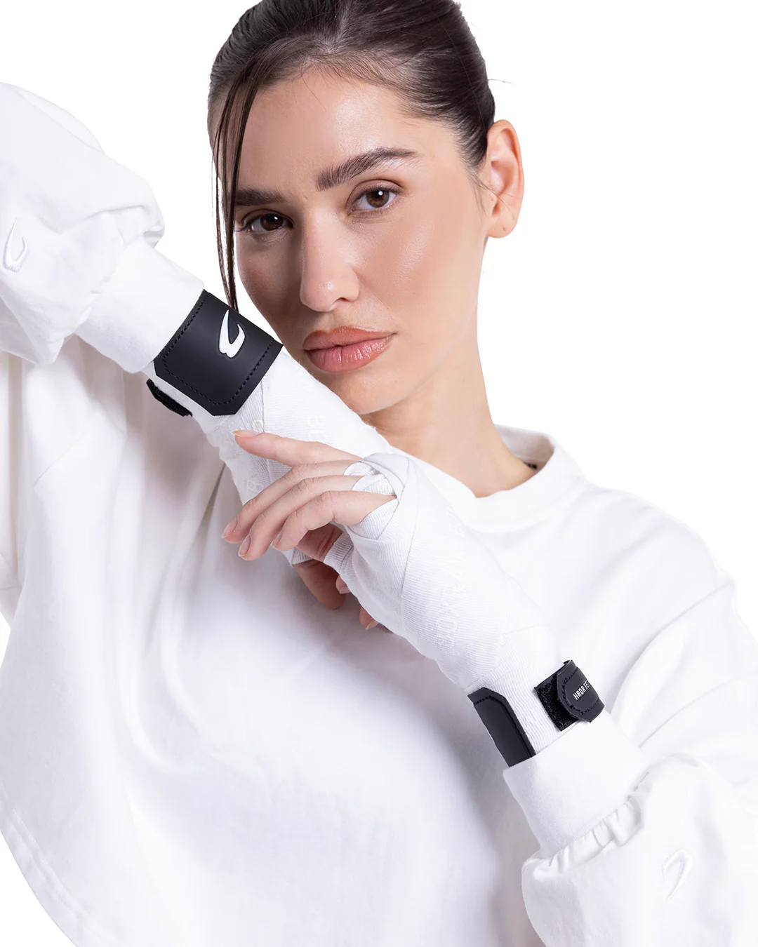 Strike Oversized Cropped Long Sleeve T-Shirt - White - Image 8
