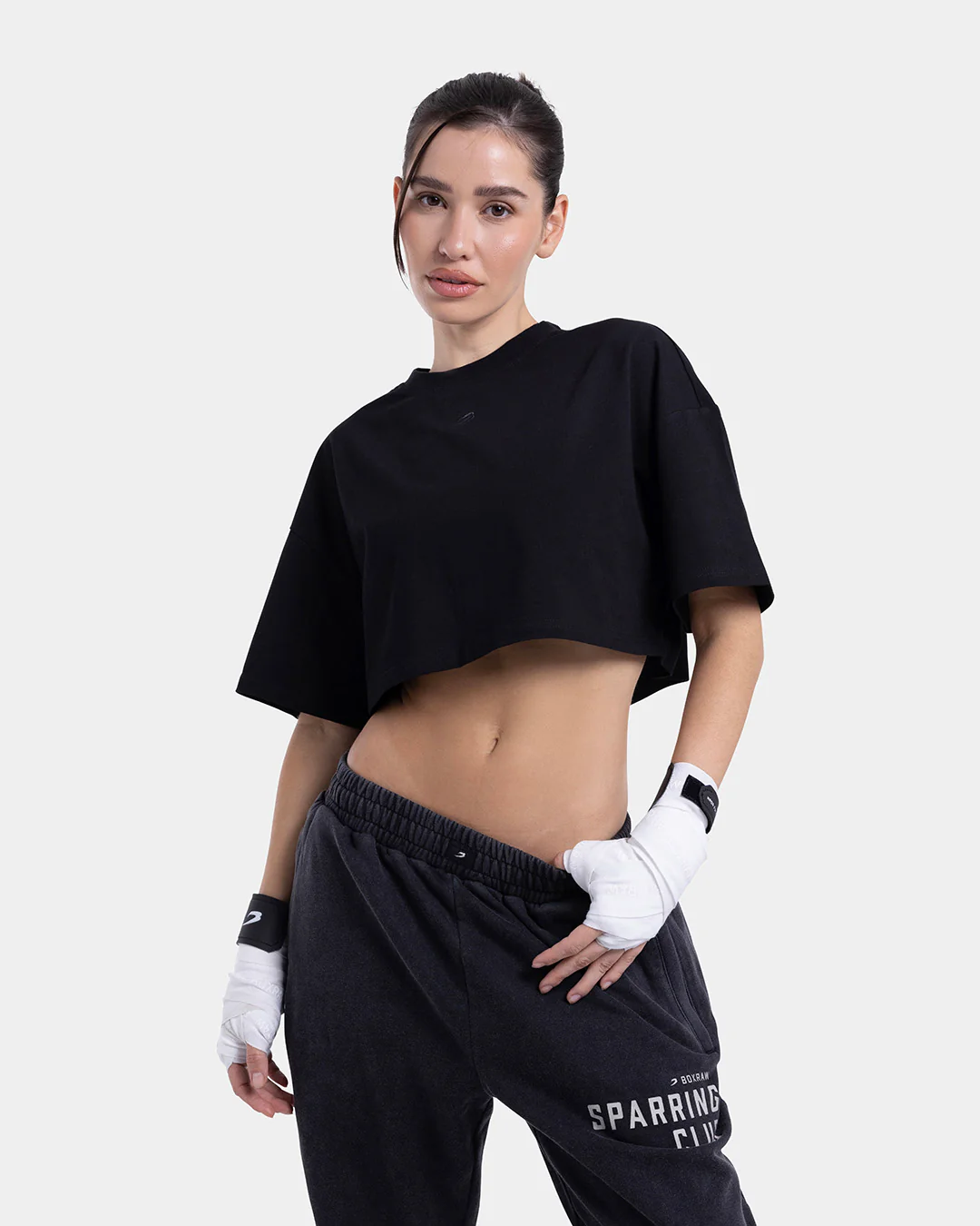 Strike Oversized Cropped T-Shirt - Black