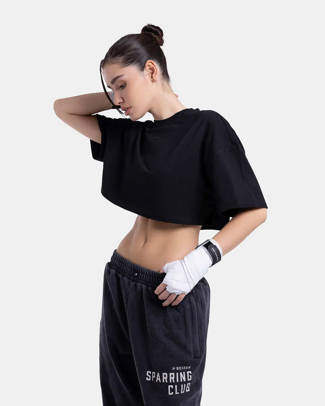 Strike Oversized Cropped T-Shirt - Black - Image 3