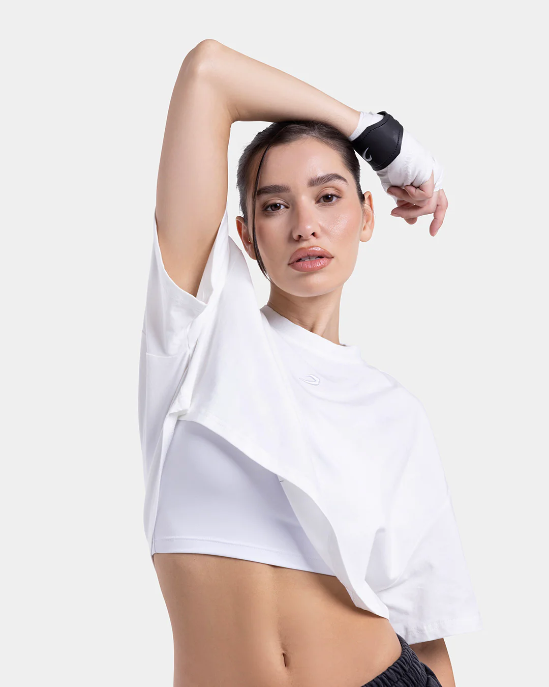Strike Oversized Cropped T-Shirt - White - Image 7