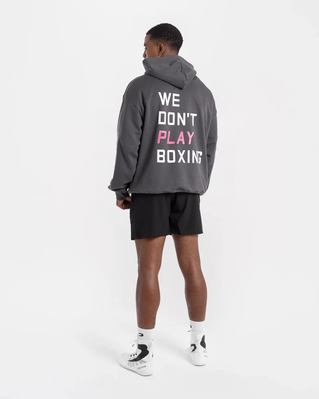 We Don't Play Boxing Oversized Hoodie - Grey/Pink - Image 10