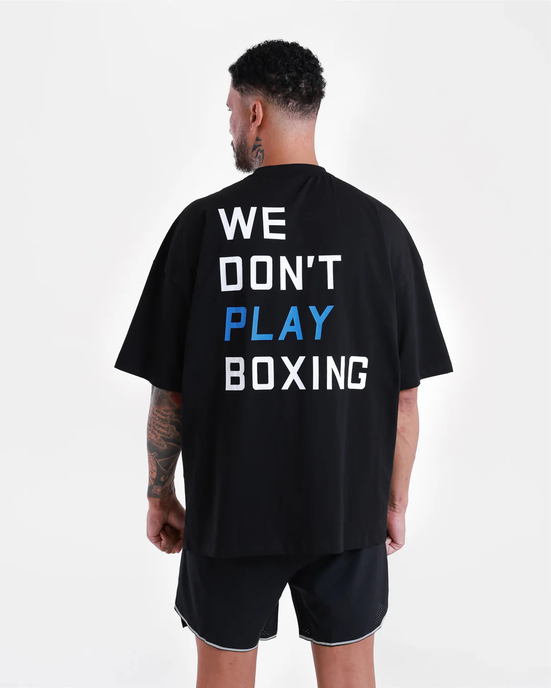 We Don't Play Boxing Oversized T-Shirt - Black/Blue