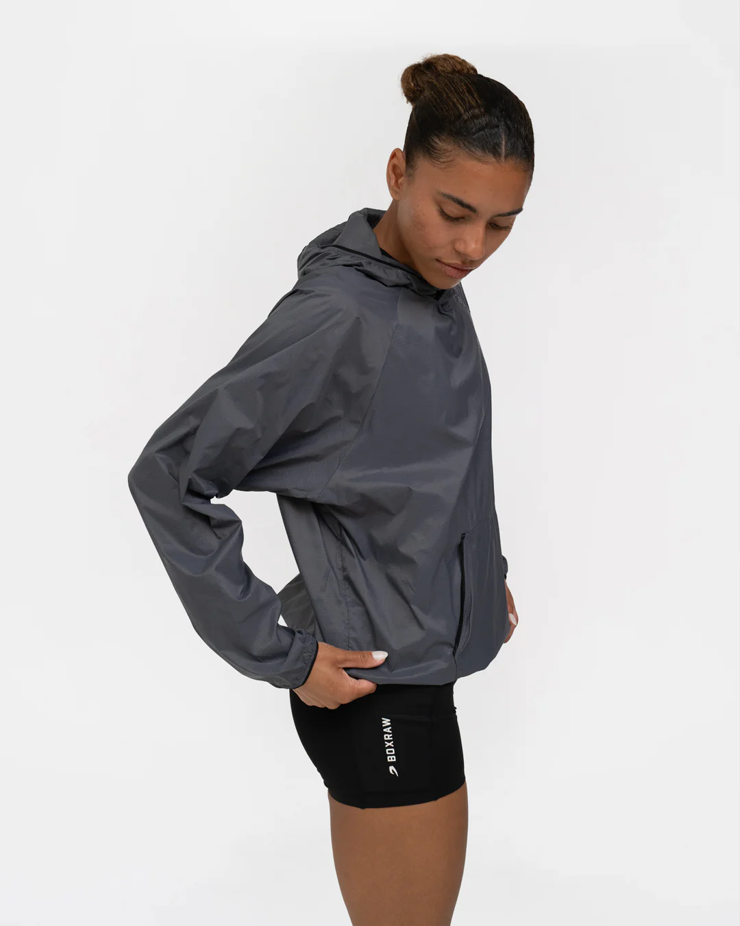 Genaro Oversized Windbreaker Hoodie - Charcoal - Image 6