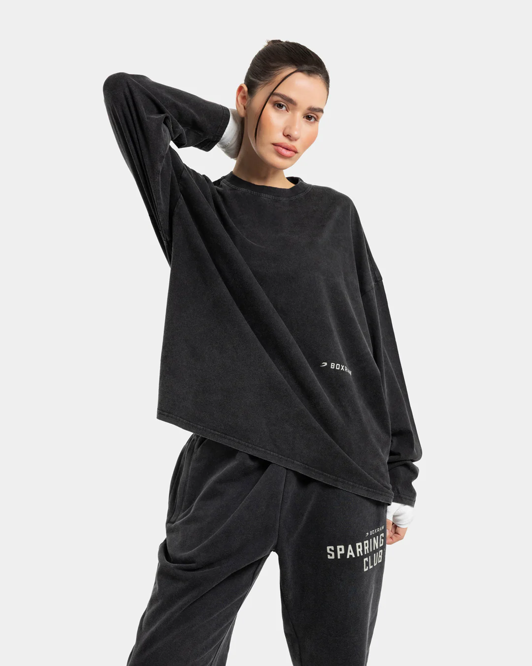 Sparring Club Long Sleeve T-Shirt - Washed Black - Image 2