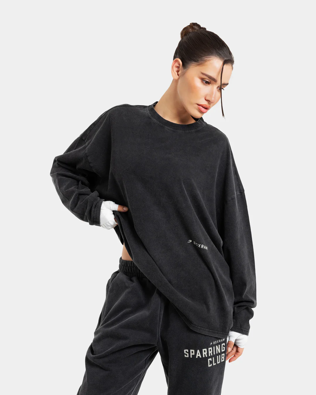 Sparring Club Long Sleeve T-Shirt - Washed Black - Image 5