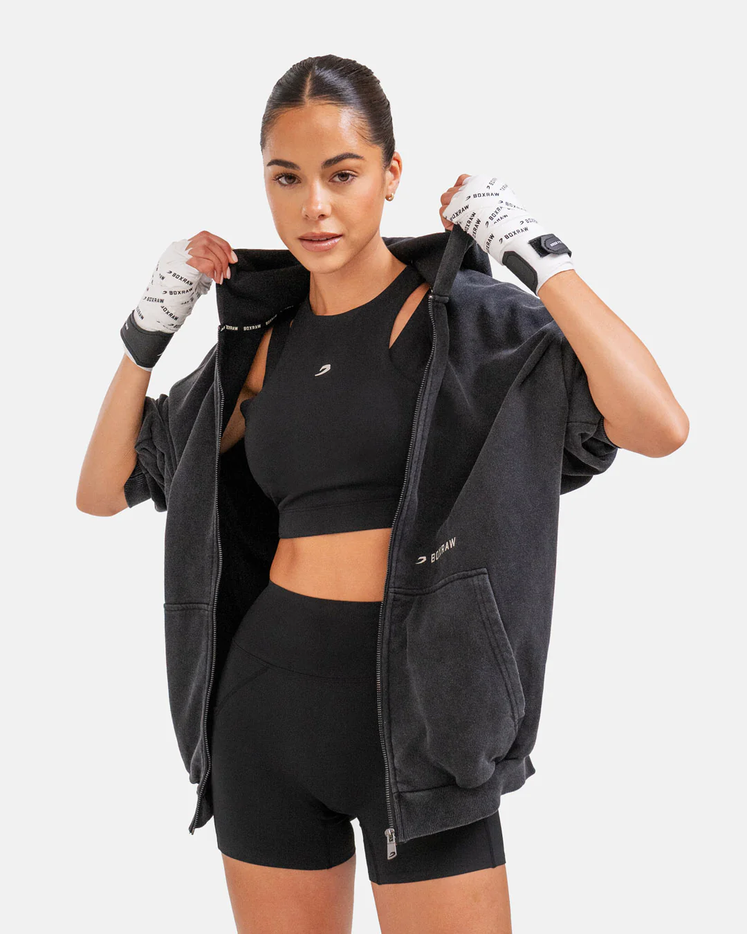Sparring Club Oversized Zip Up Hoodie - Washed Black - Image 10