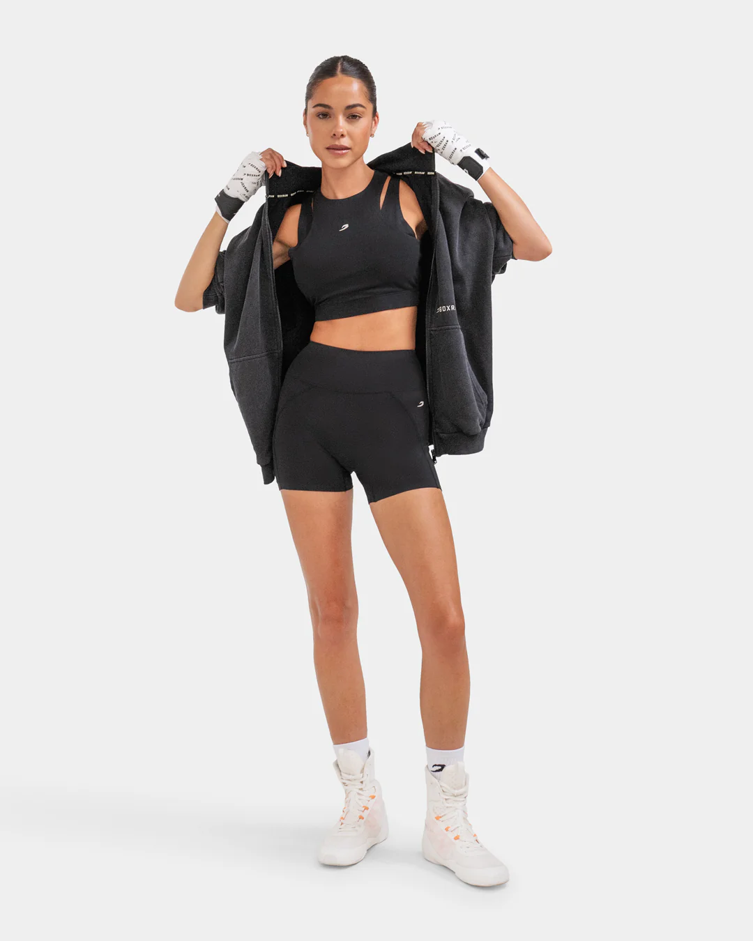 Sparring Club Oversized Zip Up Hoodie - Washed Black - Image 2