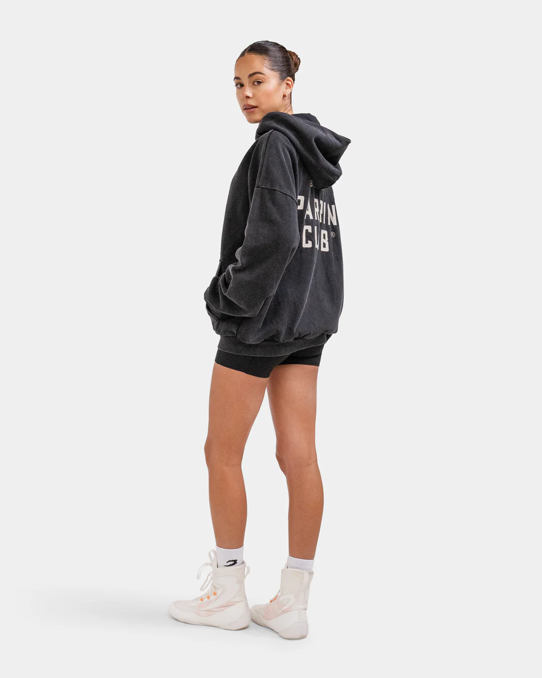 Sparring Club Oversized Zip Up Hoodie - Washed Black - Image 6